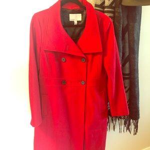 Red Double-Breasted Winter Jacket